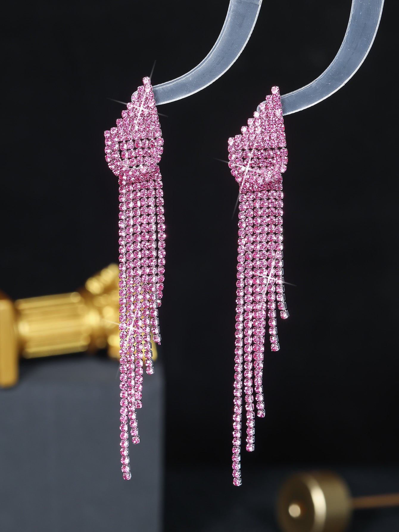 1 Pair Elegant Sweet Solid Color Plating Inlay Alloy Rhinestones Drop Earrings