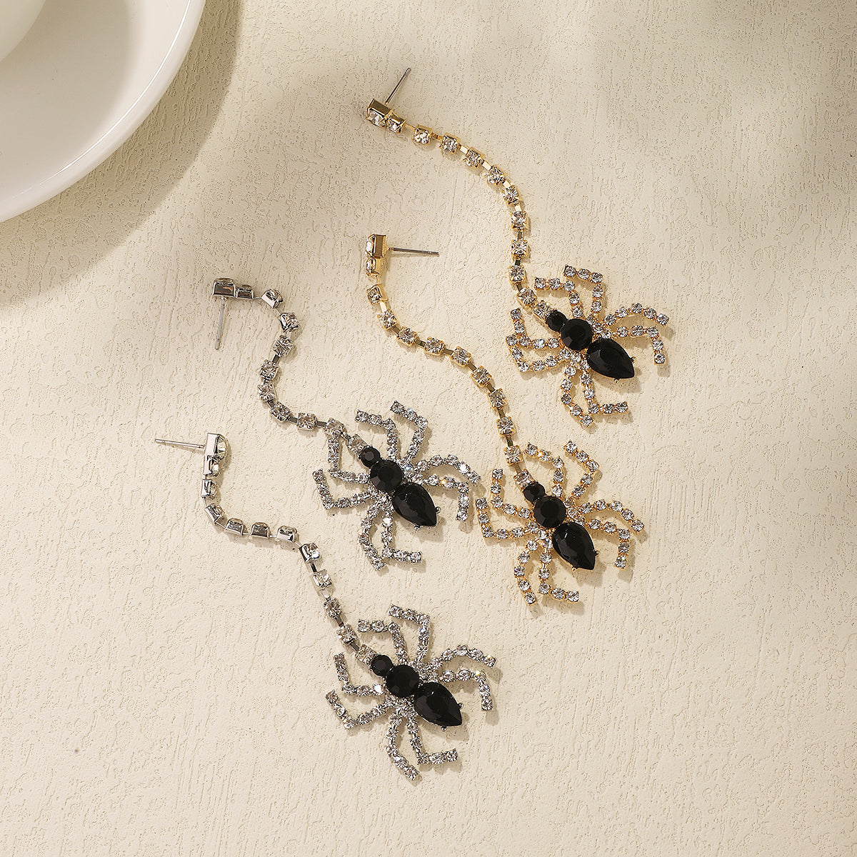 1 Pair Funny Spider Inlay Alloy Zircon Drop Earrings