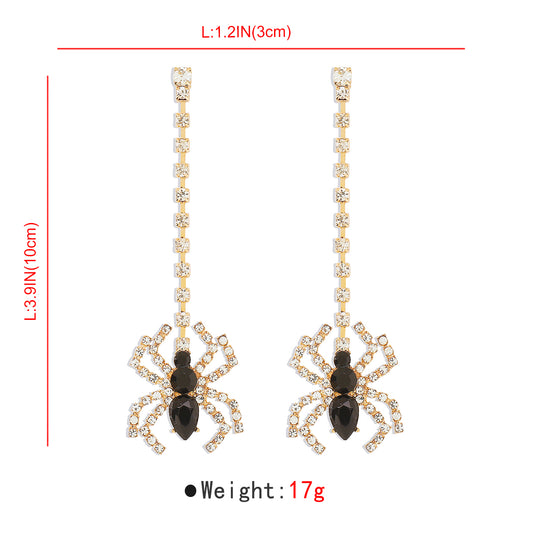 1 Pair Funny Spider Inlay Alloy Zircon Drop Earrings