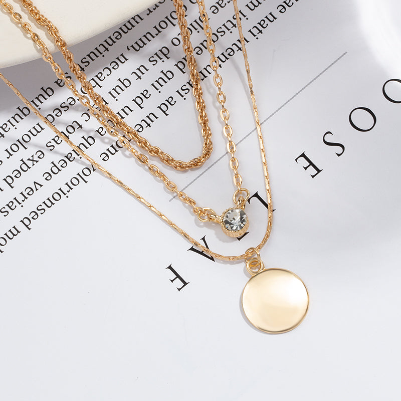 Simple Style Round Alloy Women's Three Layer Necklace