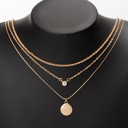 Simple Style Round Alloy Women's Three Layer Necklace