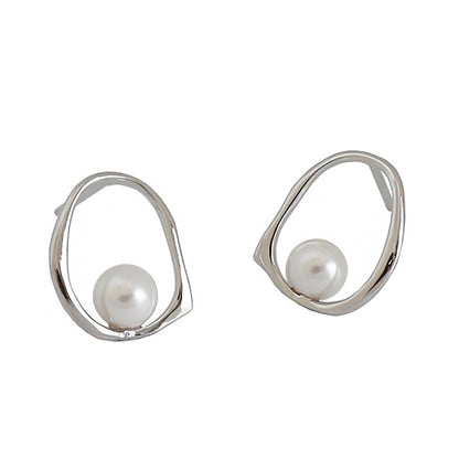 1 Pair Elegant Pearl Plating Inlay Sterling Silver Artificial Pearls Silver Plated Ear Studs