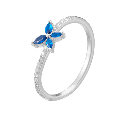 Simple Style Butterfly Sterling Silver Plating Inlay Zircon 14k Gold Plated Rhodium Plated Rings