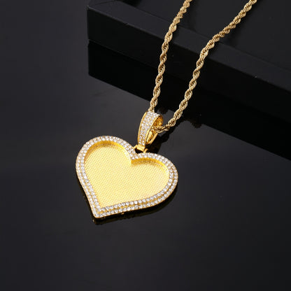 Wholesale Hip-hop Vintage Style Heart Shape Stainless Steel Alloy Plating Inlay Rhinestones Charms