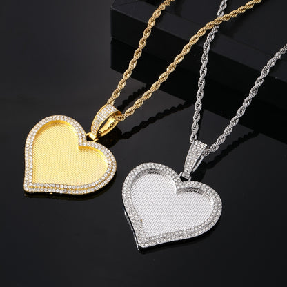 Wholesale Hip-hop Vintage Style Heart Shape Stainless Steel Alloy Plating Inlay Rhinestones Charms