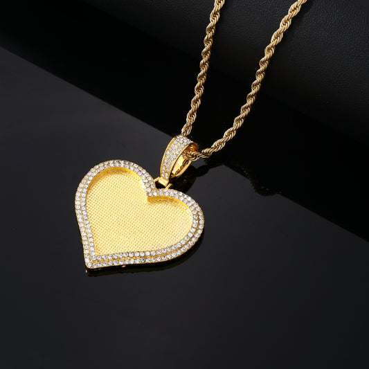 Wholesale Hip-hop Vintage Style Heart Shape Stainless Steel Alloy Plating Inlay Rhinestones Charms