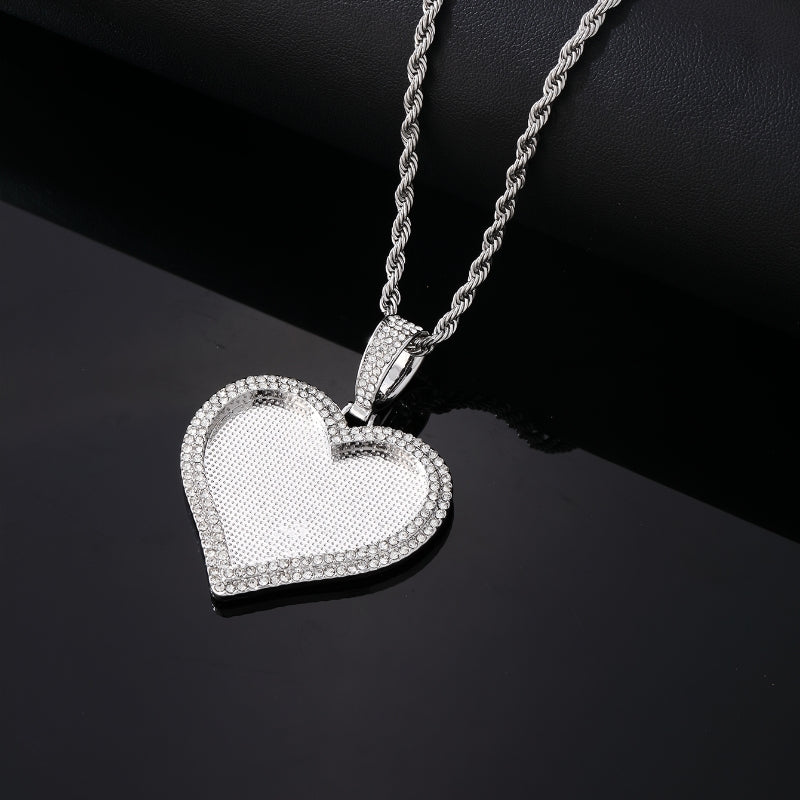 Wholesale Hip-hop Vintage Style Heart Shape Stainless Steel Alloy Plating Inlay Rhinestones Charms