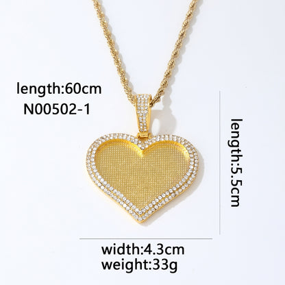 Wholesale Hip-hop Vintage Style Heart Shape Stainless Steel Alloy Plating Inlay Rhinestones Charms