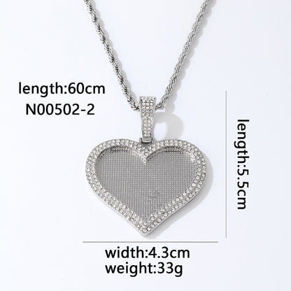 Wholesale Hip-hop Vintage Style Heart Shape Stainless Steel Alloy Plating Inlay Rhinestones Charms