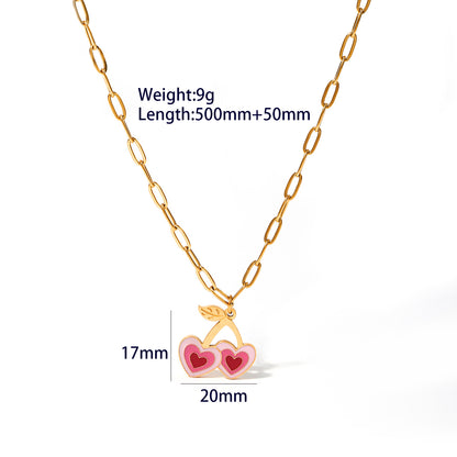 Wholesale Casual Cute Classic Style Heart Shape Butterfly Stainless Steel Plating 18k Gold Plated Pendant Necklace