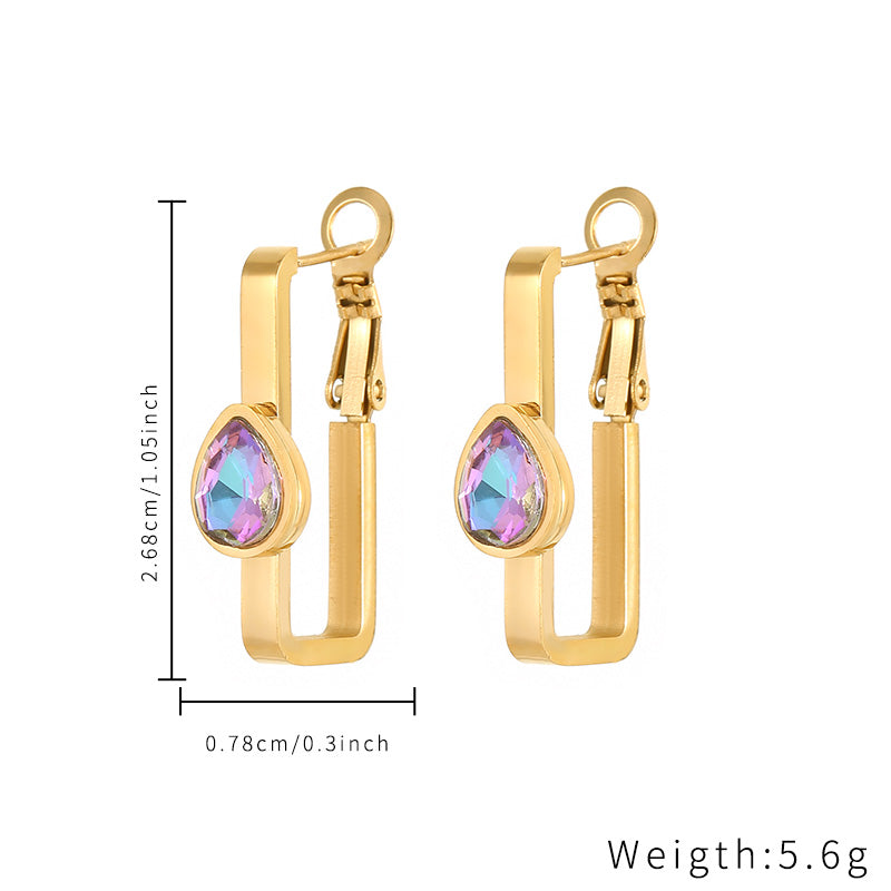 Cute Simple Style Water Droplets Stainless Steel Plating Inlay Zircon Gold Plated Earrings Necklace