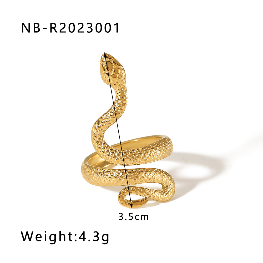 Hip-hop Exaggerated Cool Style Snake Stainless Steel Plating 18k Gold Plated Open Rings