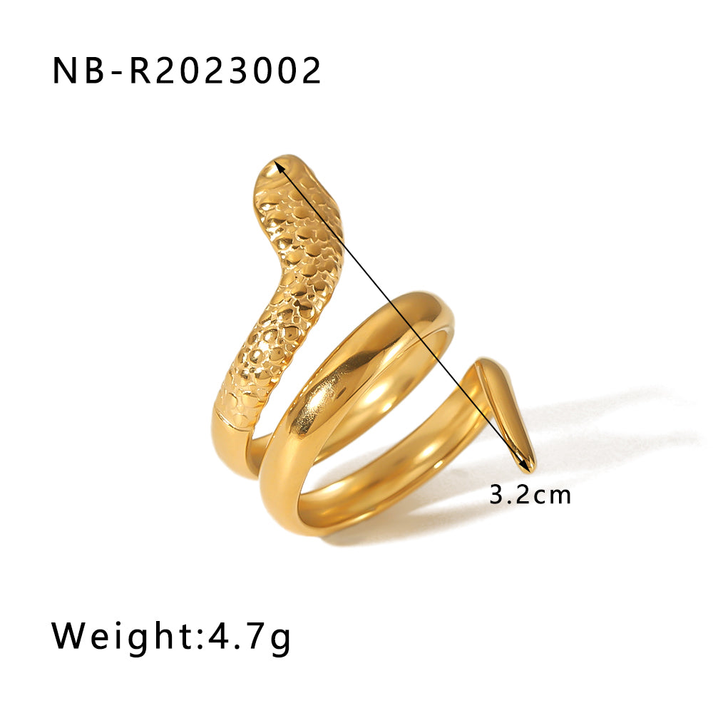 Hip-hop Exaggerated Cool Style Snake Stainless Steel Plating 18k Gold Plated Open Rings