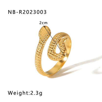 Hip-hop Exaggerated Cool Style Snake Stainless Steel Plating 18k Gold Plated Open Rings