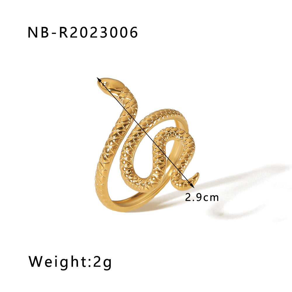 Hip-hop Exaggerated Cool Style Snake Stainless Steel Plating 18k Gold Plated Open Rings