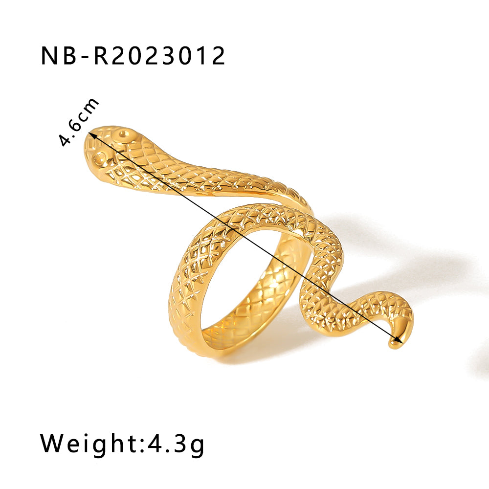 Hip-hop Exaggerated Cool Style Snake Stainless Steel Plating 18k Gold Plated Open Rings