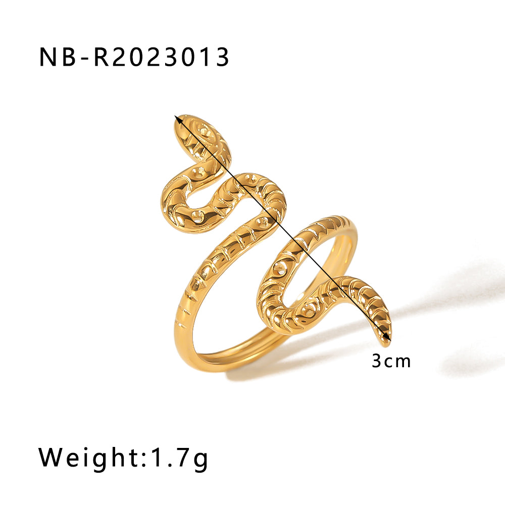 Hip-hop Exaggerated Cool Style Snake Stainless Steel Plating 18k Gold Plated Open Rings