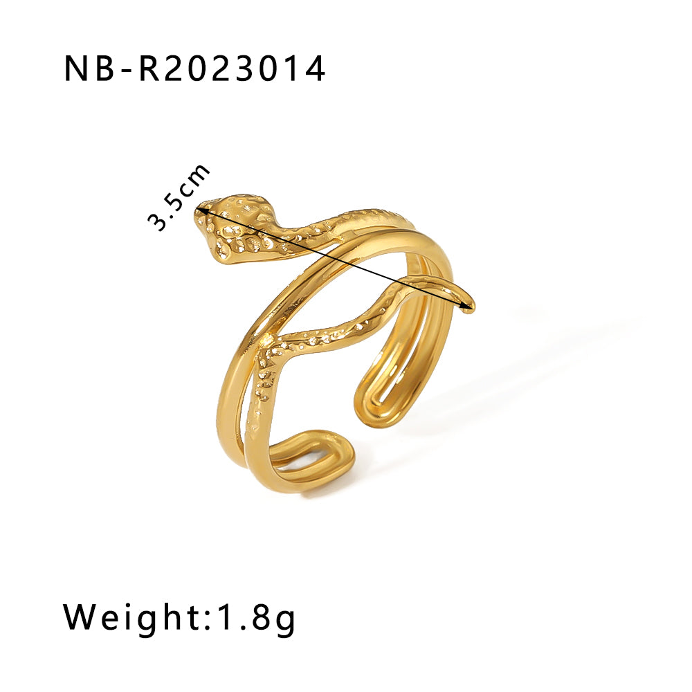 Hip-hop Exaggerated Cool Style Snake Stainless Steel Plating 18k Gold Plated Open Rings