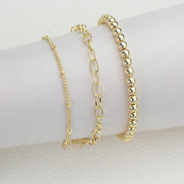 Simple Style Solid Color Copper 18k Gold Plated Zircon Bracelets In Bulk