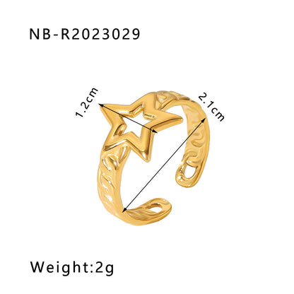 Ig Style Basic Simple Style Four Leaf Clover Heart Shape Flower Stainless Steel Plating 18k Gold Plated Open Rings