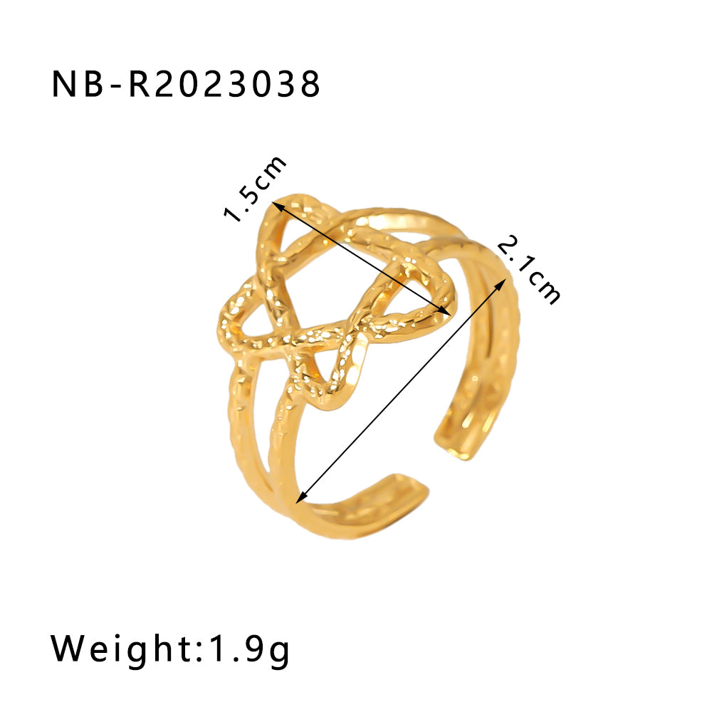 Ig Style Basic Simple Style Four Leaf Clover Heart Shape Flower Stainless Steel Plating 18k Gold Plated Open Rings