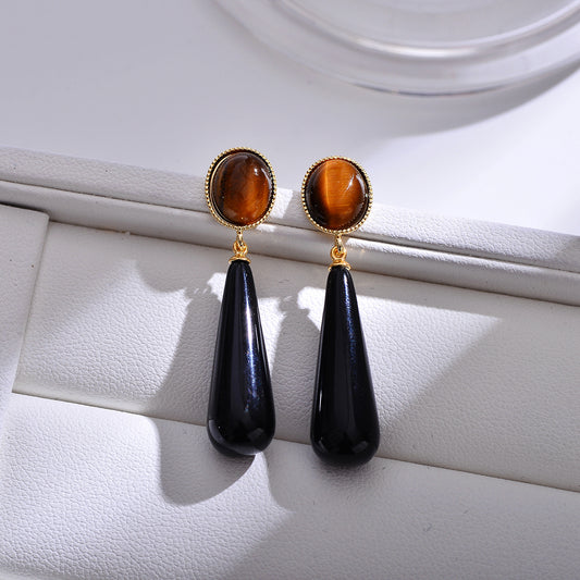1 Pair Retro Water Droplets Plating Copper Gold Plated Drop Earrings