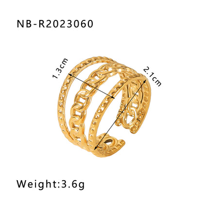 Ig Style Basic Simple Style Tree Symbol Lingge Stainless Steel Plating 18k Gold Plated Open Rings