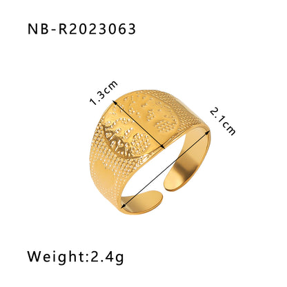 Ig Style Basic Simple Style Tree Symbol Lingge Stainless Steel Plating 18k Gold Plated Open Rings