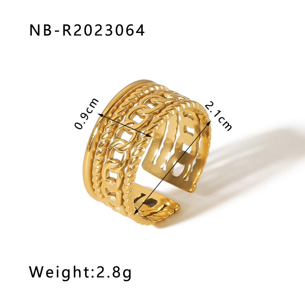 Ig Style Basic Simple Style Tree Symbol Lingge Stainless Steel Plating 18k Gold Plated Open Rings