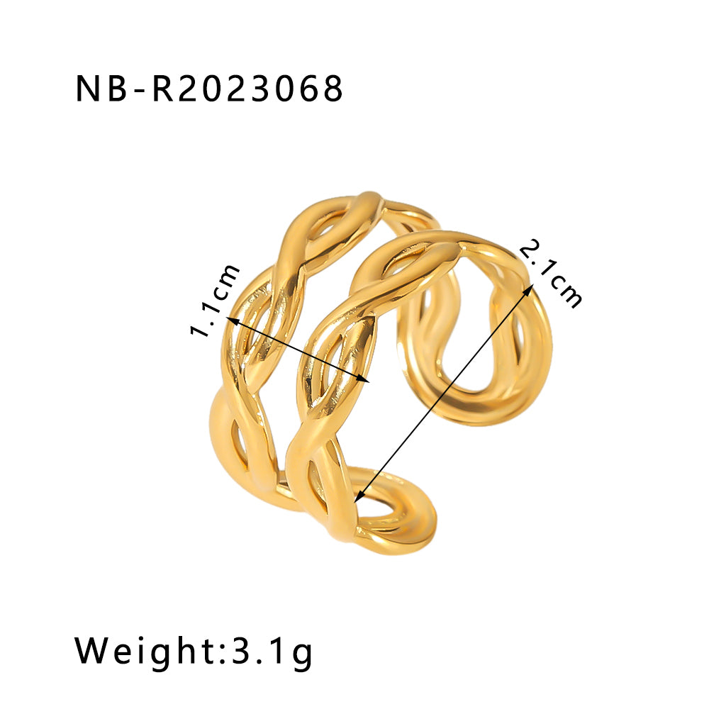 Ig Style Basic Simple Style Tree Symbol Lingge Stainless Steel Plating 18k Gold Plated Open Rings