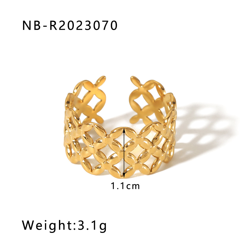 Ig Style Basic Simple Style Tree Symbol Lingge Stainless Steel Plating 18k Gold Plated Open Rings