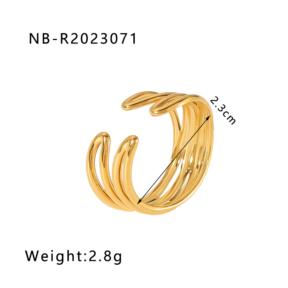 Ig Style Basic Simple Style Tree Symbol Lingge Stainless Steel Plating 18k Gold Plated Open Rings