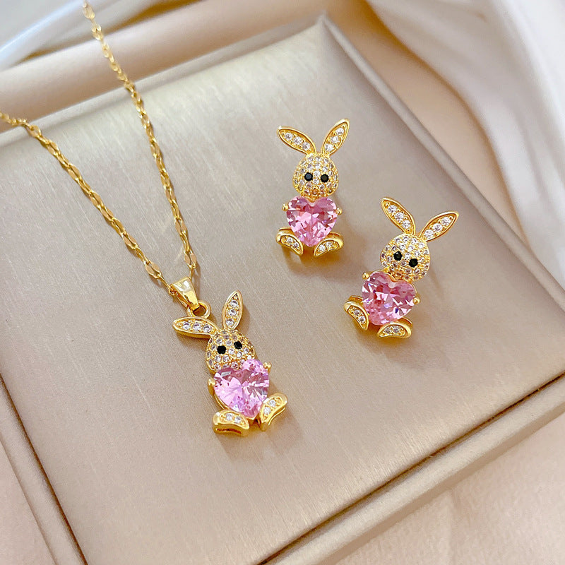 Simple Style Rhombus Bow Knot Copper Plating Inlay Zircon Jewelry Set
