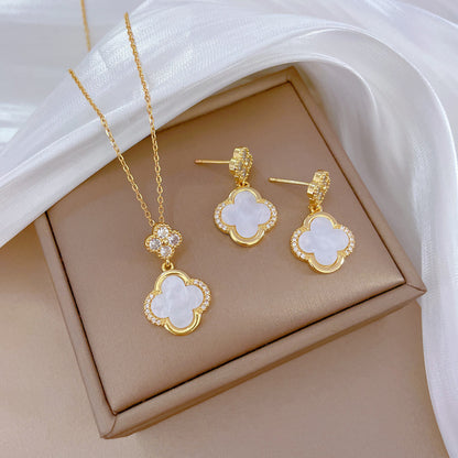 Simple Style Rhombus Bow Knot Copper Plating Inlay Zircon Jewelry Set