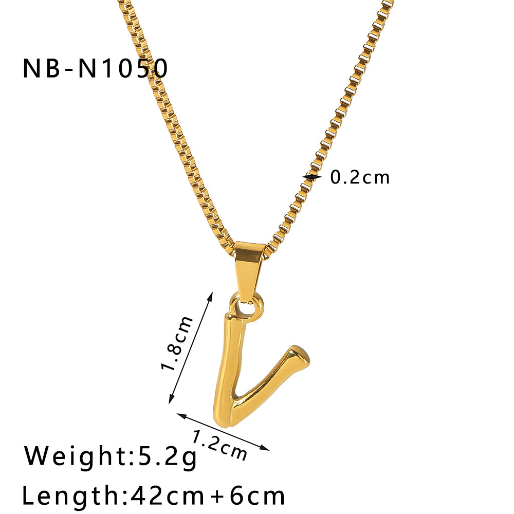 Wholesale Modern Style Simple Style Letter Stainless Steel Plating 18k Gold Plated Pendant Necklace