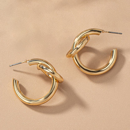 1 Pair Classic Style Circle Solid Color Plating Ferroalloy 14k Gold Plated Silver Plated Ear Studs