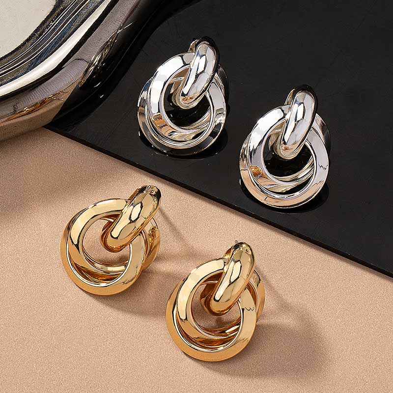 2 Pieces Simple Style Circle Round Plating Alloy Ferroalloy 14k Gold Plated Silver Plated Ear Studs