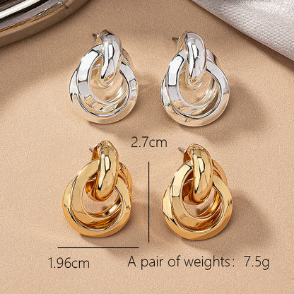 2 Pieces Simple Style Circle Round Plating Alloy Ferroalloy 14k Gold Plated Silver Plated Ear Studs