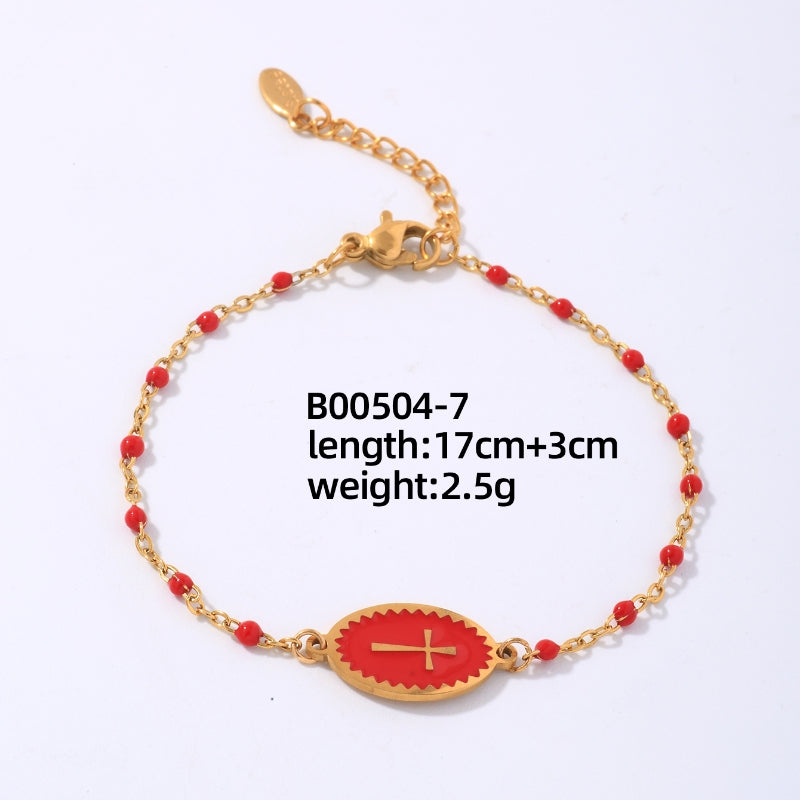 Elegant Vintage Style Cross Stainless Steel Stoving Varnish Plating Gold Plated Bracelets