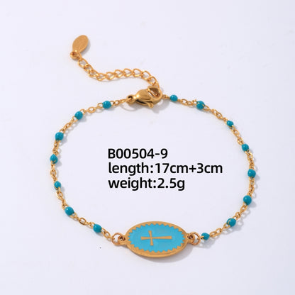 Elegant Vintage Style Cross Stainless Steel Stoving Varnish Plating Gold Plated Bracelets