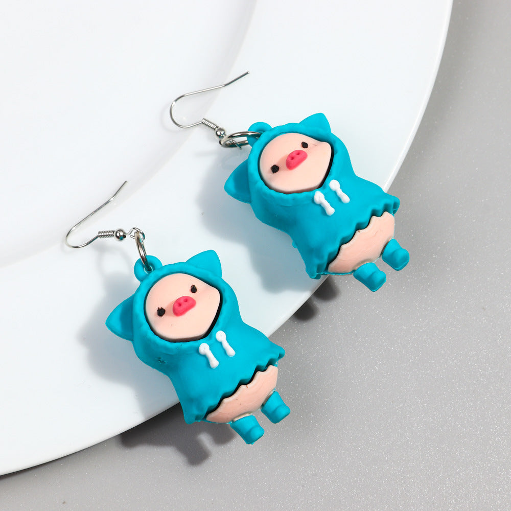 1 Pair Cartoon Style Color Block Patchwork Silica Gel Drop Earrings