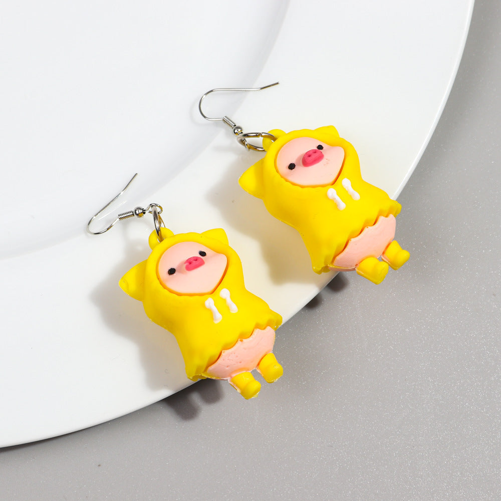 1 Pair Cartoon Style Color Block Patchwork Silica Gel Drop Earrings