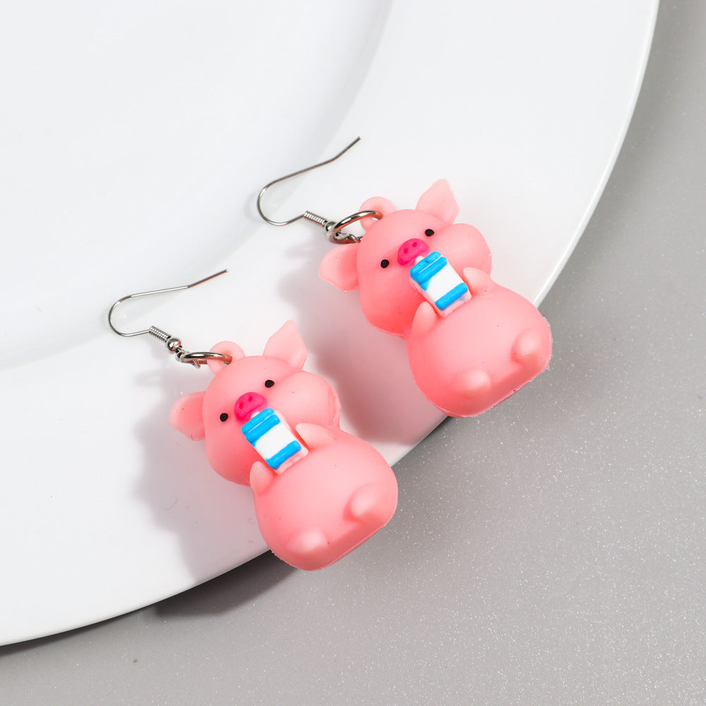 1 Pair Cartoon Style Color Block Patchwork Silica Gel Drop Earrings