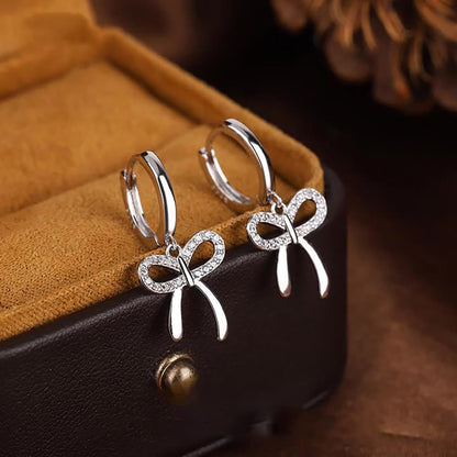 1 Pair Elegant Simple Style Butterfly Inlay Sterling Silver Zircon Drop Earrings