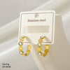 1 Pair Retro Simple Style Round Inlay Stainless Steel Zircon Rose Gold Plated Gold Plated Silver Plated Hoop Earrings