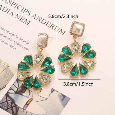 1 Pair Retro Luxurious Flower Plating Inlay Alloy Rhinestones Drop Earrings