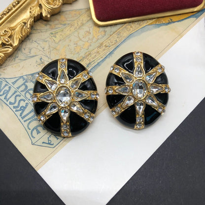 Vintage Style Geometric Alloy Plating Inlay Artificial Crystal Women's Earrings Necklace