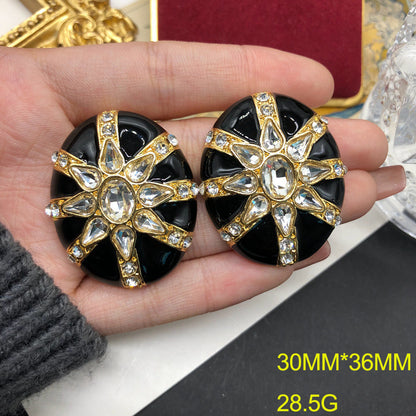 Vintage Style Geometric Alloy Plating Inlay Artificial Crystal Women's Earrings Necklace