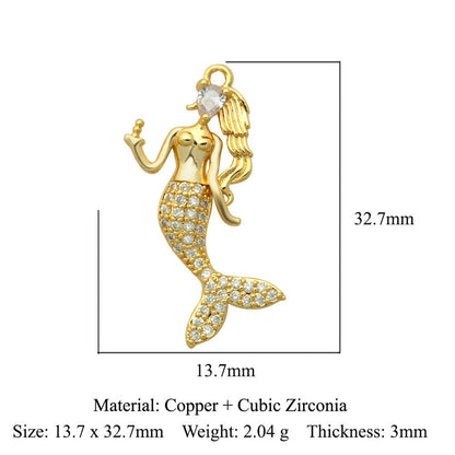 1 Piece Copper Zircon Plating Inlay Pendant