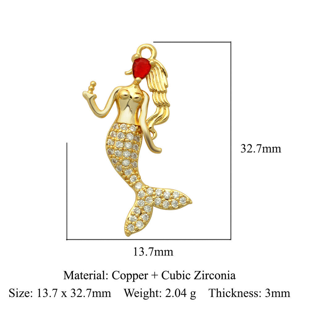 1 Piece Copper Zircon Plating Inlay Pendant